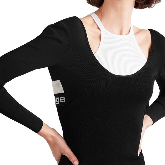NWT Alexanderwang.t Black & White Bi-Layer Bodycon Dress (XS) Alexander Wang - Picture 4 of 10